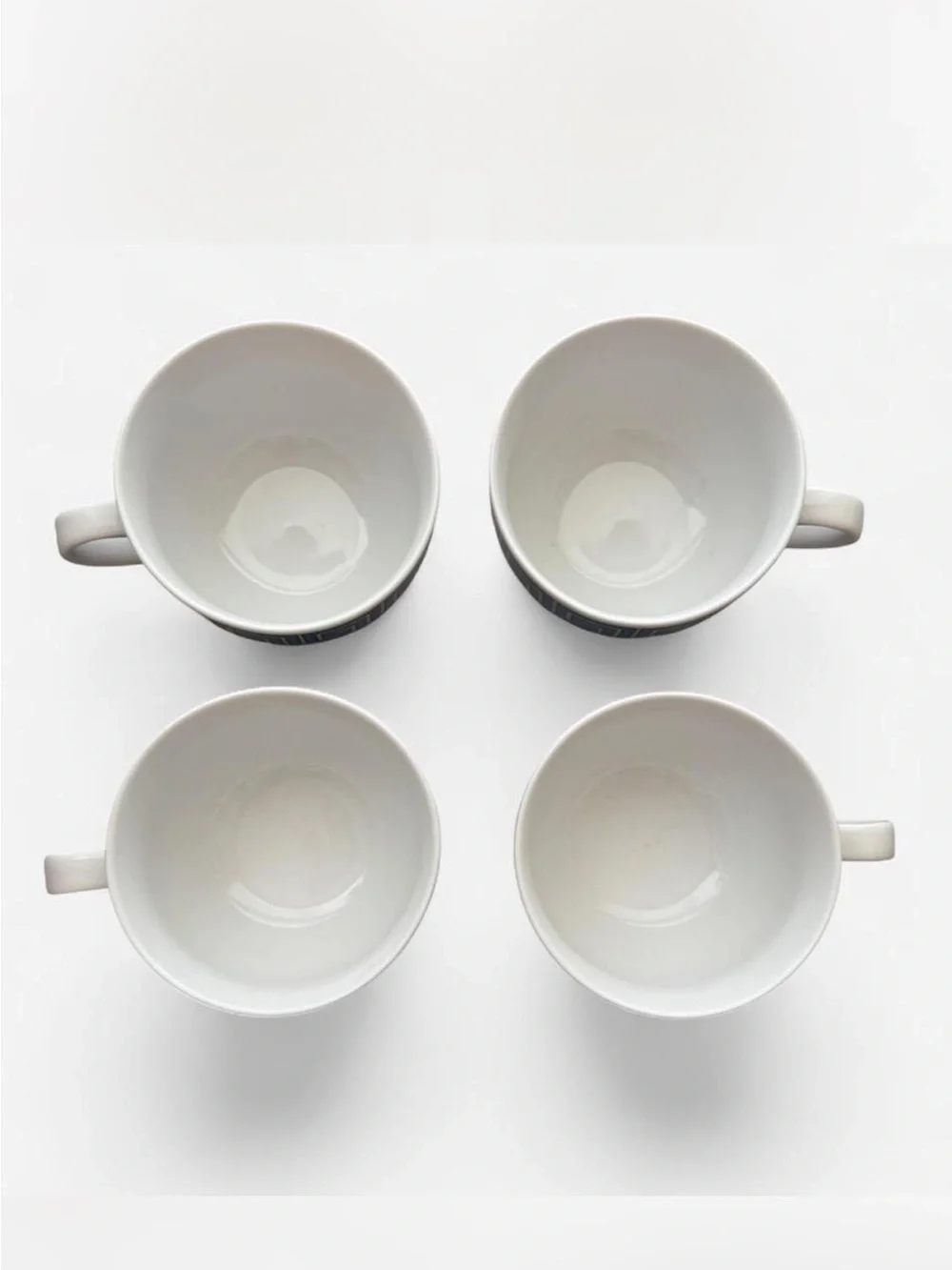 Blue Greek Key Ceramic Tea Cups - Set of 4